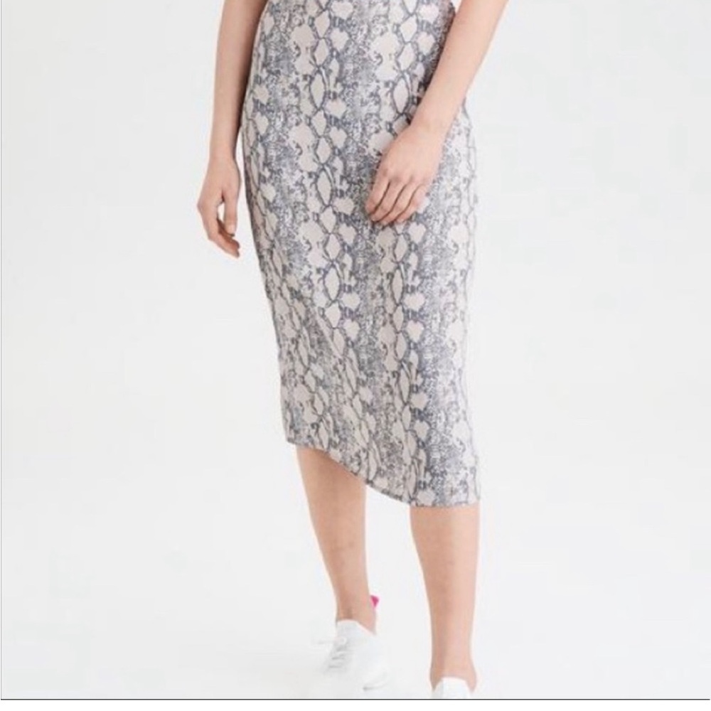 AE midi snake print neutral midi skirt XS